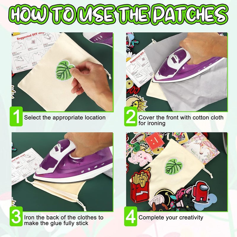 NICEVINYL Iron on Patches for Clothing: 100Pcs Random Assorted Styles Funny Patch Repair Embroidered Appliques for Clothes Sew on/Iron on Jackets Backpacks Hat Dress Fabric for DIY Accessories - Image 3